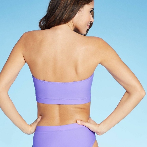 NWOT Xhilaration Bandeau Top High Leg High Waist Bottoms Lilac Bikini Set - Picture 4 of 13